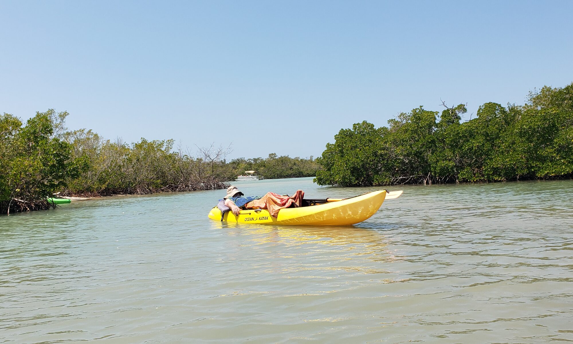 Relaxing in a kayak